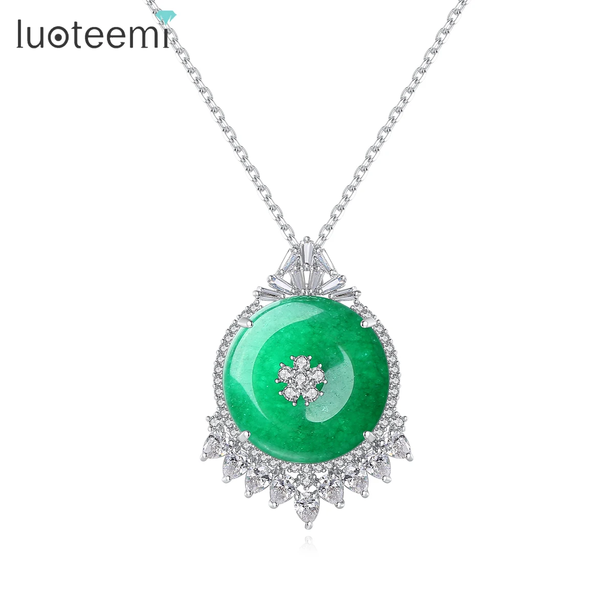 

LUOTEEMI Pendant Necklaces for Women Dinner Noble Special Green Stone Fashion Jewelry Collar Party Bijoux Femme Christmas Gifts