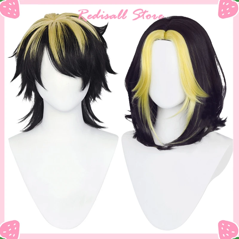 

Redisall Tokyo Revengers Cosplay Kazutora Hanemiya Wig Mixed Black Gold Hair Role Play Heat Resistant Fiber Synthetic Hair