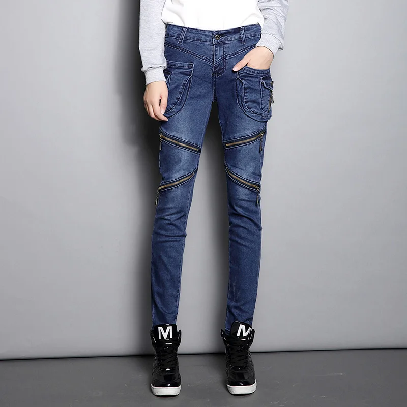 Женские джинсы брюки с высокой талией бриджи корейские джоггеры брюки-султанки