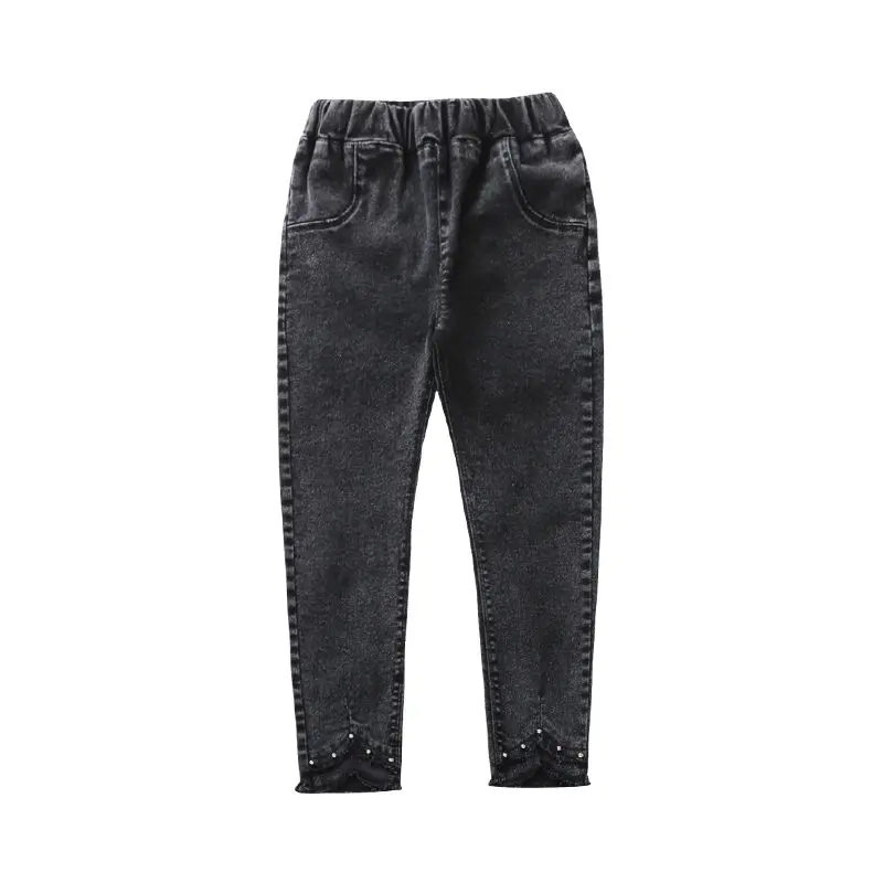 

Girls Jeans 2021 Children's Clothing Elastic Pants Spring Autumn Kids Slim Pearl Denim Trousers 4-13Y Skinny Jeans For Teenager