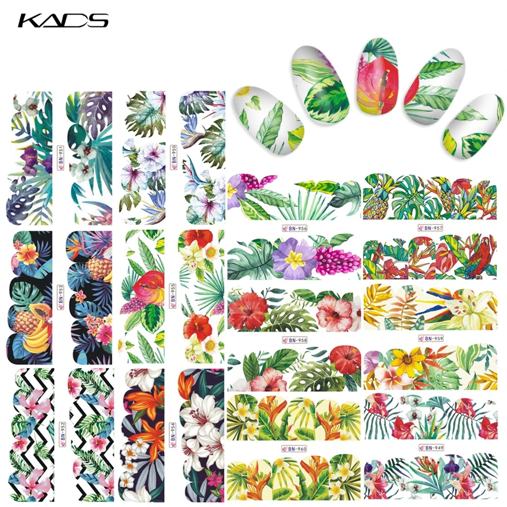 Наклейки для ногтей KADS 1 шт. летняя Цветочная серия наклейки-Слайдеры ногтевого