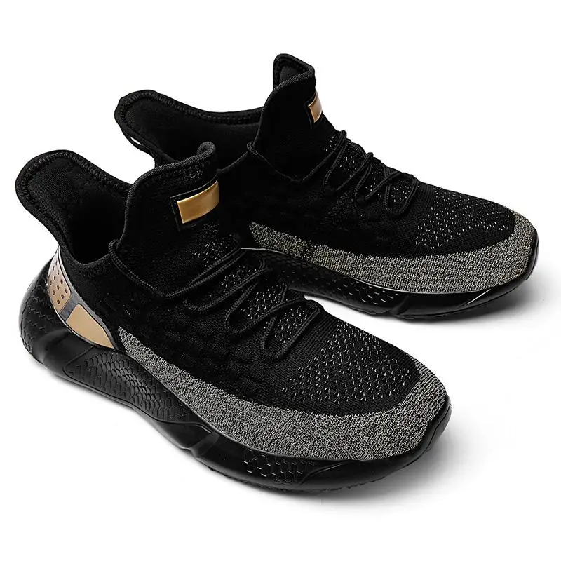 

Sneakers Men Shoes Gold Thread Stretch Cloth Lightweight Sport Running Shoes White Breathable Mens Athletic Shoes Big Size 39-46