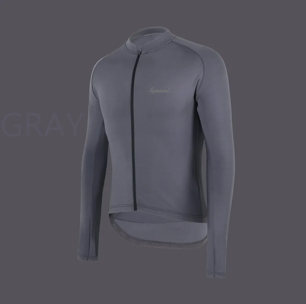 SPEXCEL Cool gray pro командная гонка, подходит для зимней весны, термальный флис, Велоспорт Джерси, велосипедная одежда, длинный рукав, Велоспорт Джерси