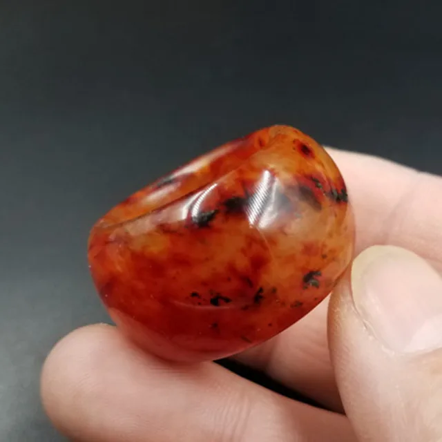 

Real Red Jade Natural Picasso Stone With Texture Handmade Rings Inner Diameter 20-23mm Ruby Finger Exquisite Accessories