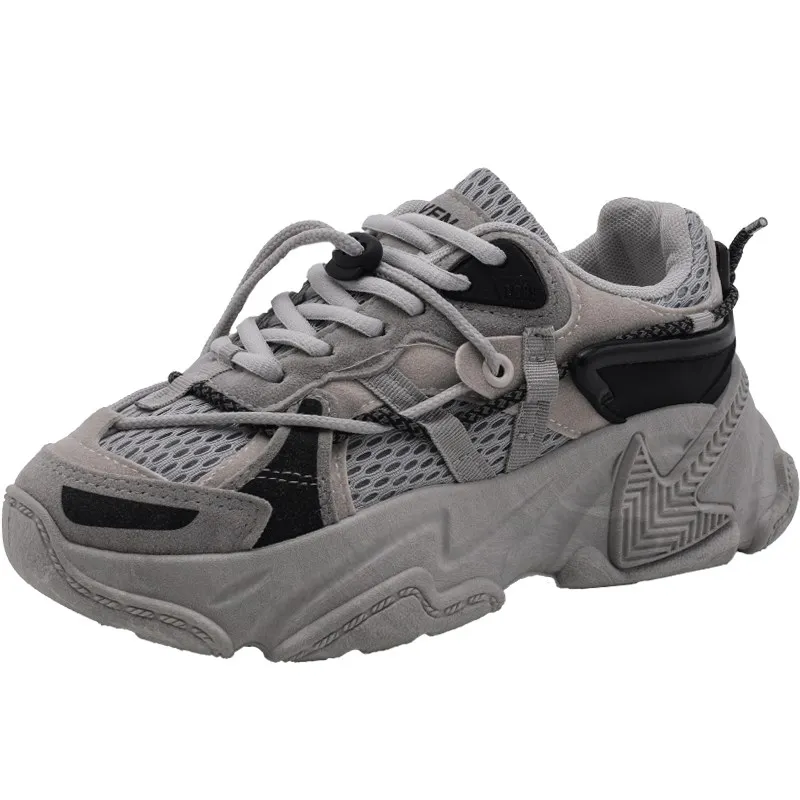 

Women Chunky Sneakers Vulcanize Shoes Korean Fashion New Female Black White Platform Thick Sole Running Casual Shoe Woman 7cm