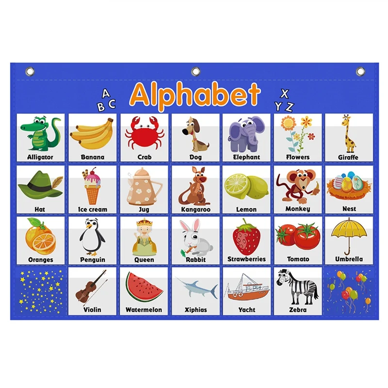 Alphabet Pocket Chart Word Recognition ABC Kids Educational Tool With Card | Игрушки и хобби