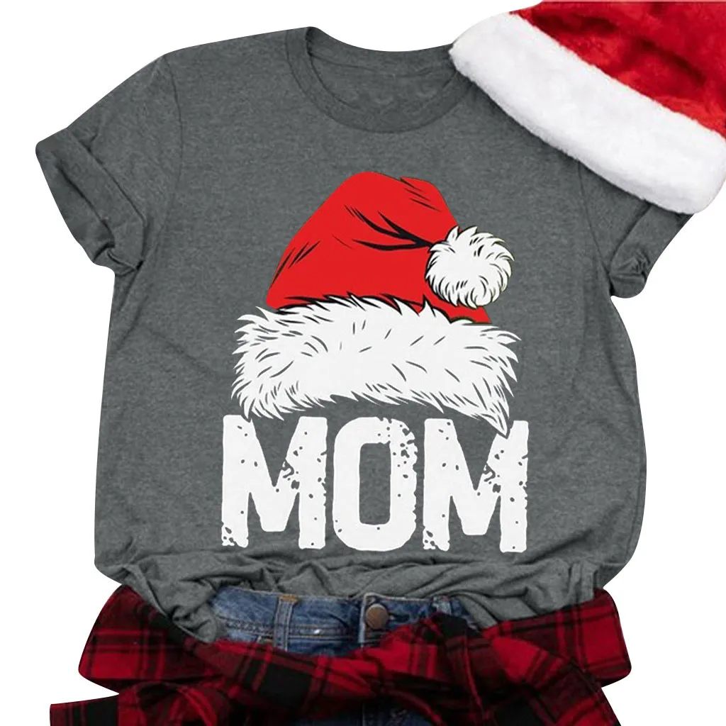 2020 размера плюс рождественские Топы женские футболки с коротким рукавом осенние