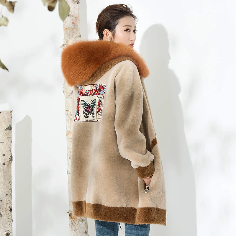 Женское зимнее пальто с капюшоном из 100% шерсти|Шубы и дубленки| |