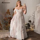 Романтические женские свадебные платья а-силуэта, богемное кружевное платье с открытыми плечами, женское платье невесты