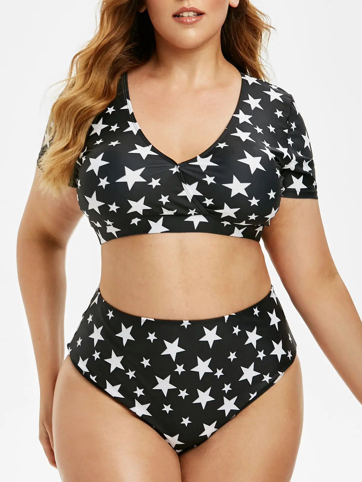 

Plus Size Stars Print Two Piece Swimwear