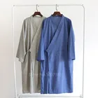 Кимоно в японском стиле для мужчин и женщин, традиционная Пижама, юката, одежда для сна, 100% хлопок, однотонный халат для спа, ночная рубашка, одежда для отдыха