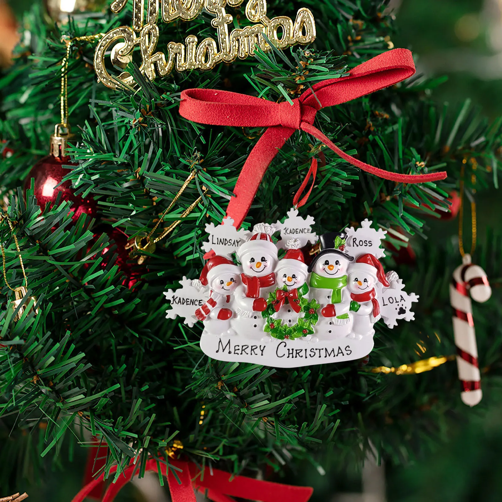 

1pc 3d Personalized Christmas Family Pendant Xmas Tree Hanging Ornaments Bauble Home Party Decoration New Year 2022 Decor d4