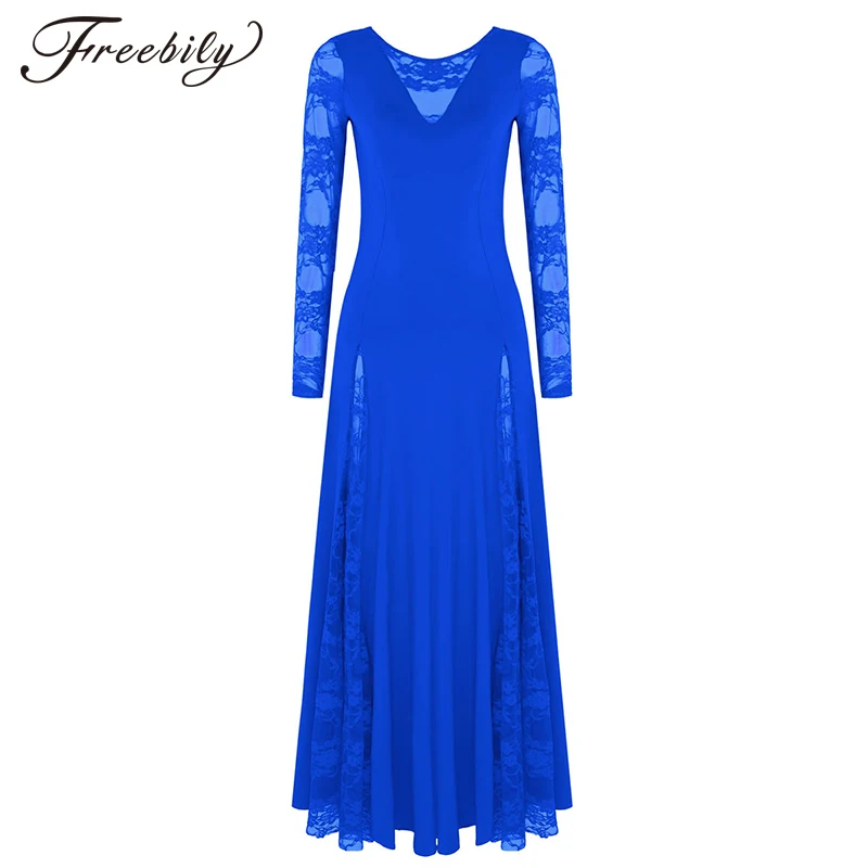 Женское кружевное платье с длинным рукавом для вальса танго стандартное бальной
