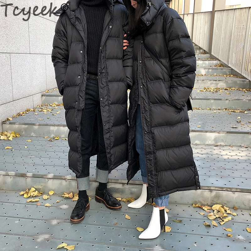 Tcyeek, зимнее пальто для женщин, мужская мода, 90% утиный пух, мужская куртка с капюшоном, толстые, теплые, длинные, женские куртки Abrigos Hiver 198001LW884