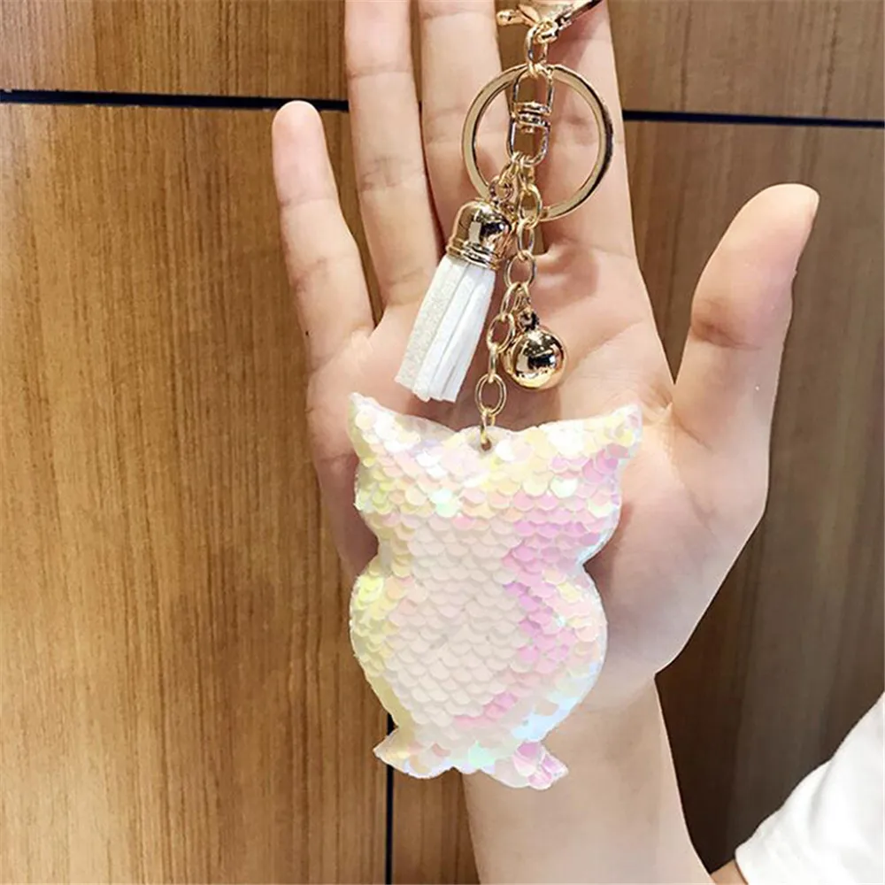 Ellenmar двусторонний светоотражающий брелок с блестками и совой симпатичная