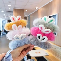4pcsset korean fashion brand kawaii plush soft girl wholesale lots cute hair ring head jewelry women rabbit ears hair rope
