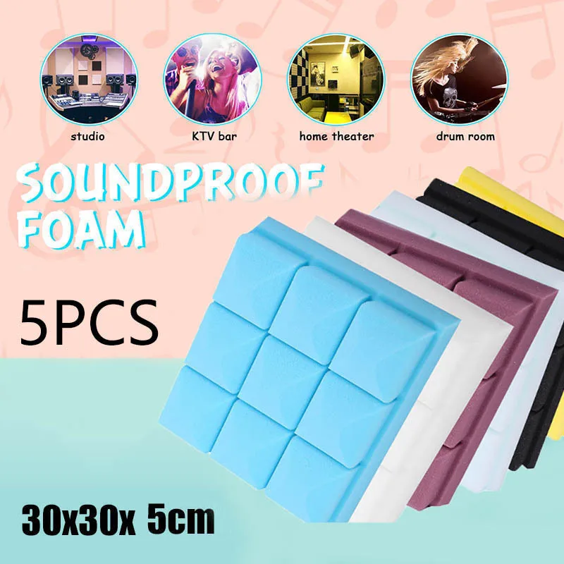 

5 Pcs Acoustic Soundproof Foam Sound-Absorbing Panel for Home Studio KTV 30x30cm MYDING