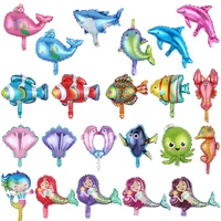 50pcs mini ocean animal foil balloon arch mermaid shark seahorse octopus birthday toy ocean theme party balloon decor globos