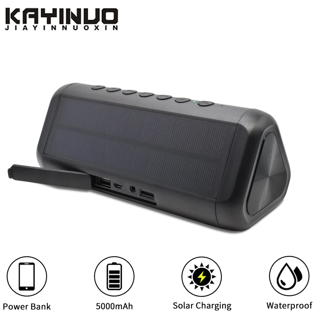 Водонепроницаемый Bluetooth динамик Беспроводная портативная музыкальная Колонка Солнечная Бумбокс наружный динамик s MP3 громкий динамик 5000 мАч Внешний аккумулятор