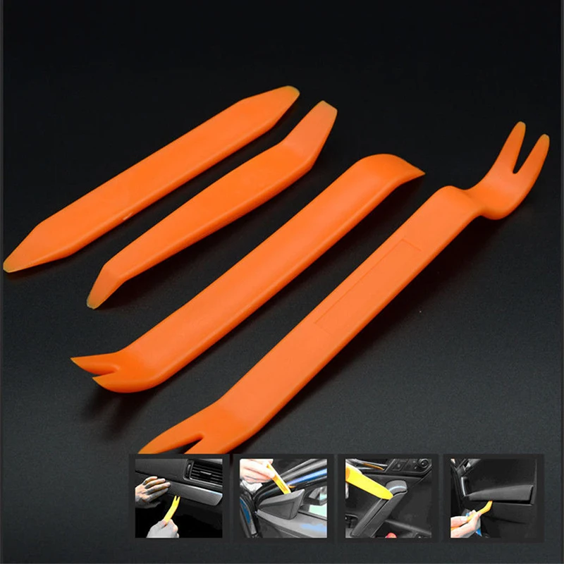 

4pcs Car Trim Removal Pry Panel Door Interior Clip Radio Panel Trim Dash Audio Remover Tool Kit Repair Tool Pry Tool Hand Tools