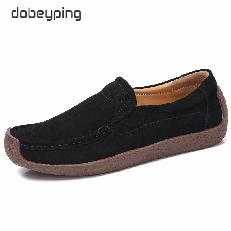Dobeyping весенне-Осенняя обувь женские слипоны кроссовки из коровьей замши