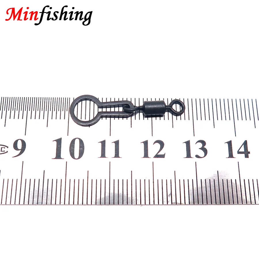 Minfishing 25 шт./лот черный Вертлюг для ловли карпа с кольцом-зажимом крючок