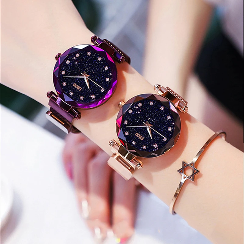 

Student Diamond Watch Elegant Magnet Girls Student Fashion Quartz Watch Belt Buckle Starry Sky Jewelry Women's Watch Ladies Gift