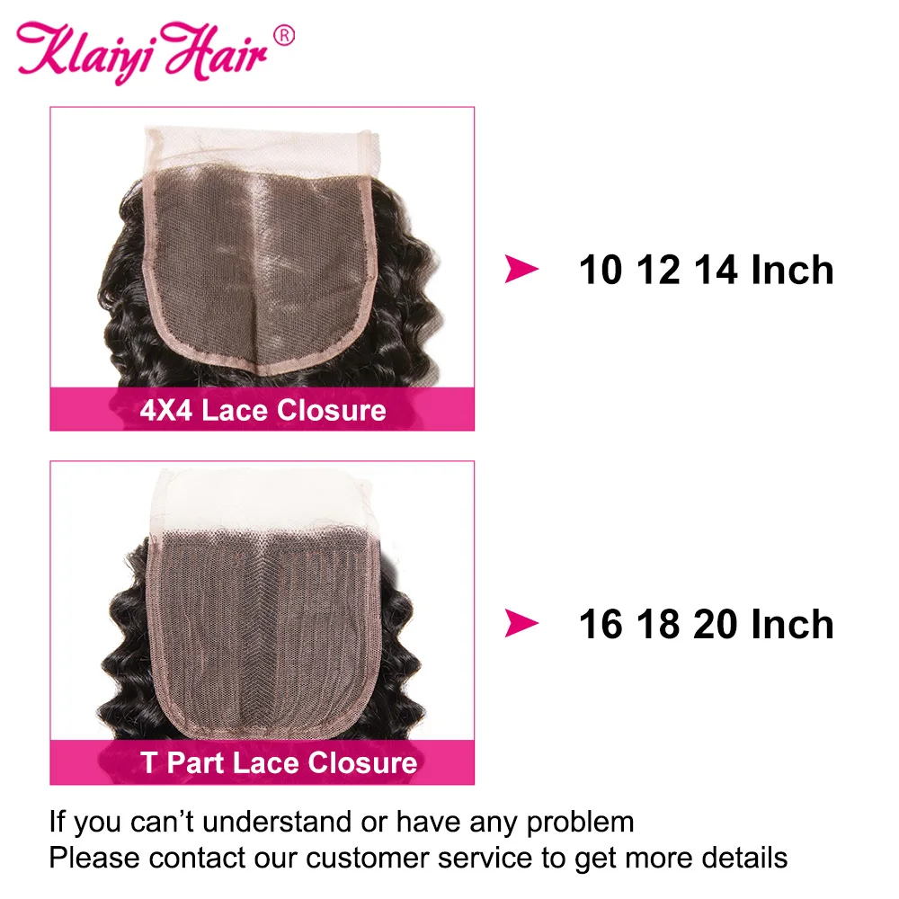 Klaiyi вьющиеся волосы пряди с закрытием бразильские Волосы Remy человеческие для