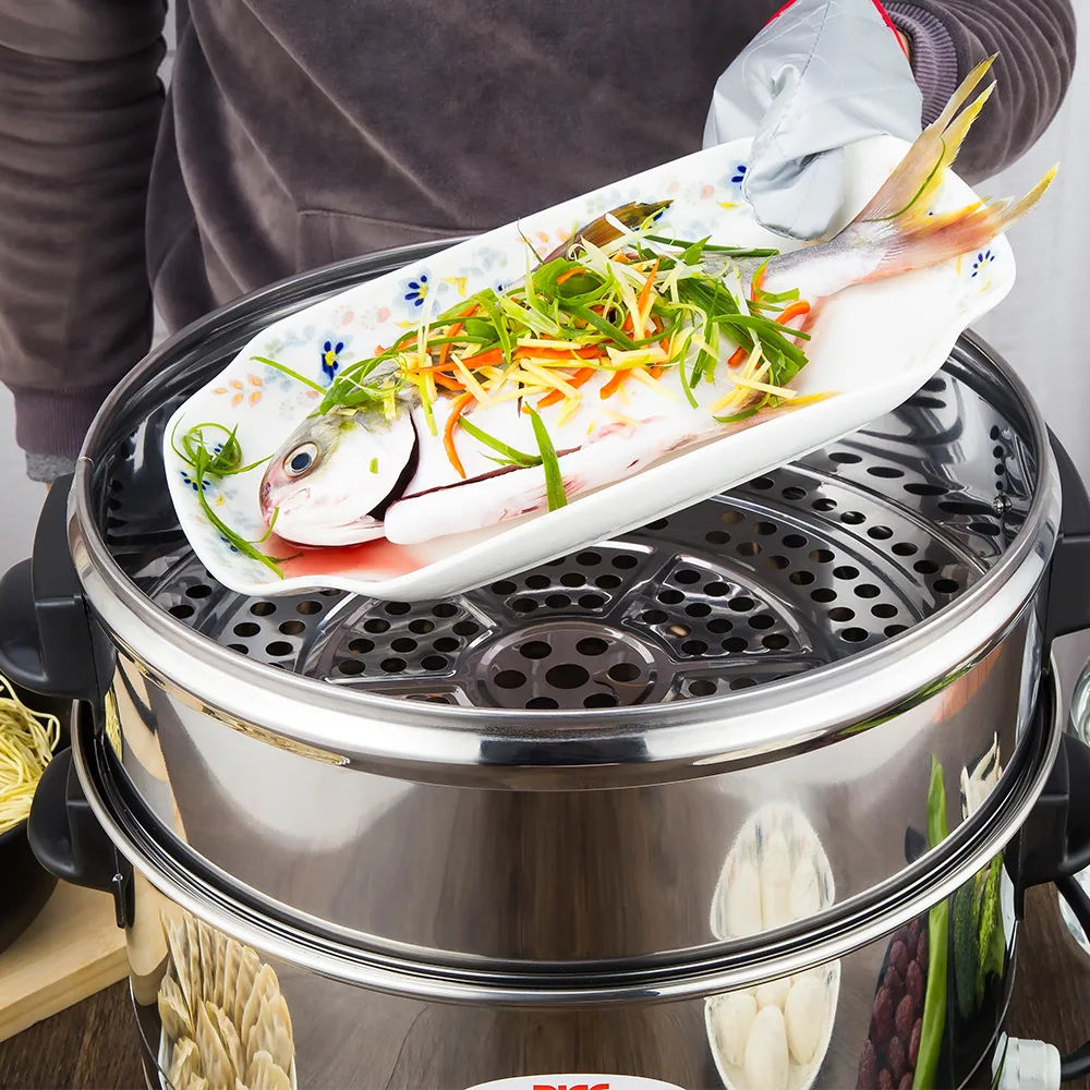 Large-capacity Three Layer Electric Steamer Multi-function Bun Food Steamer Commercial Breakfast Steam Machine