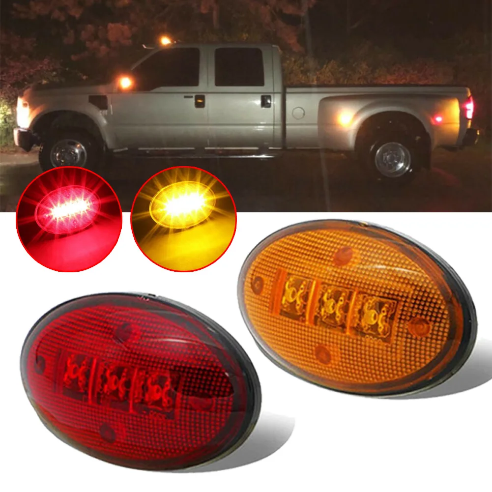 

Dustproof Fender Marker T10 Plugs 12V DC Amber&Red 4pcs 3 LEDs Front&Rear Side