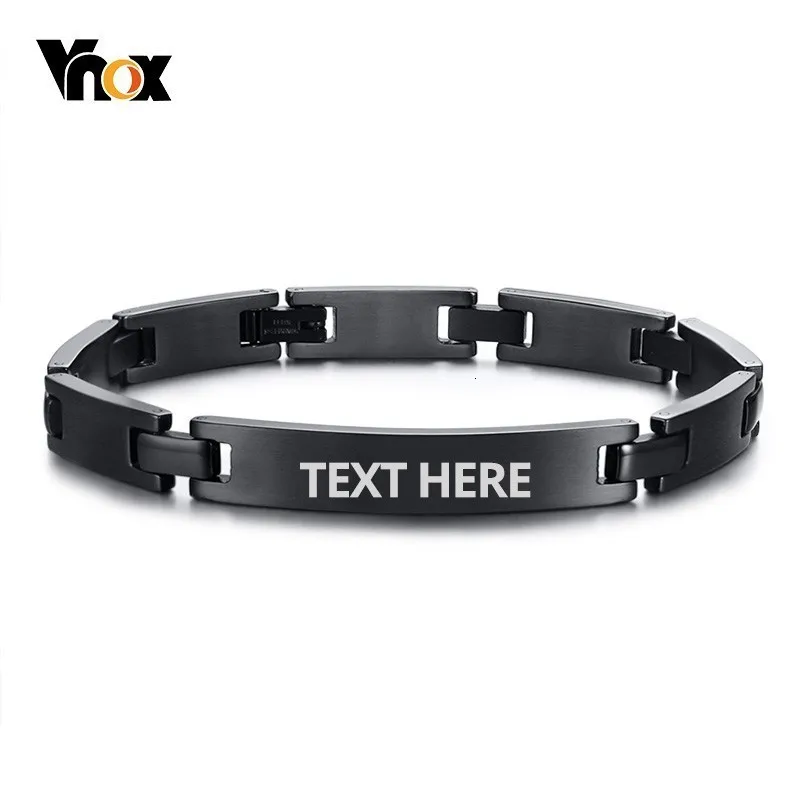 Vnox 8 мм браслеты из нержавеющей стали с именной табличкой для мужчин Бесплатная