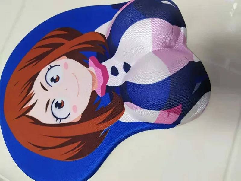 Популярный коврик для мыши OCHACO URARAKA силиконовый с 3D рисунком на груди и запястье