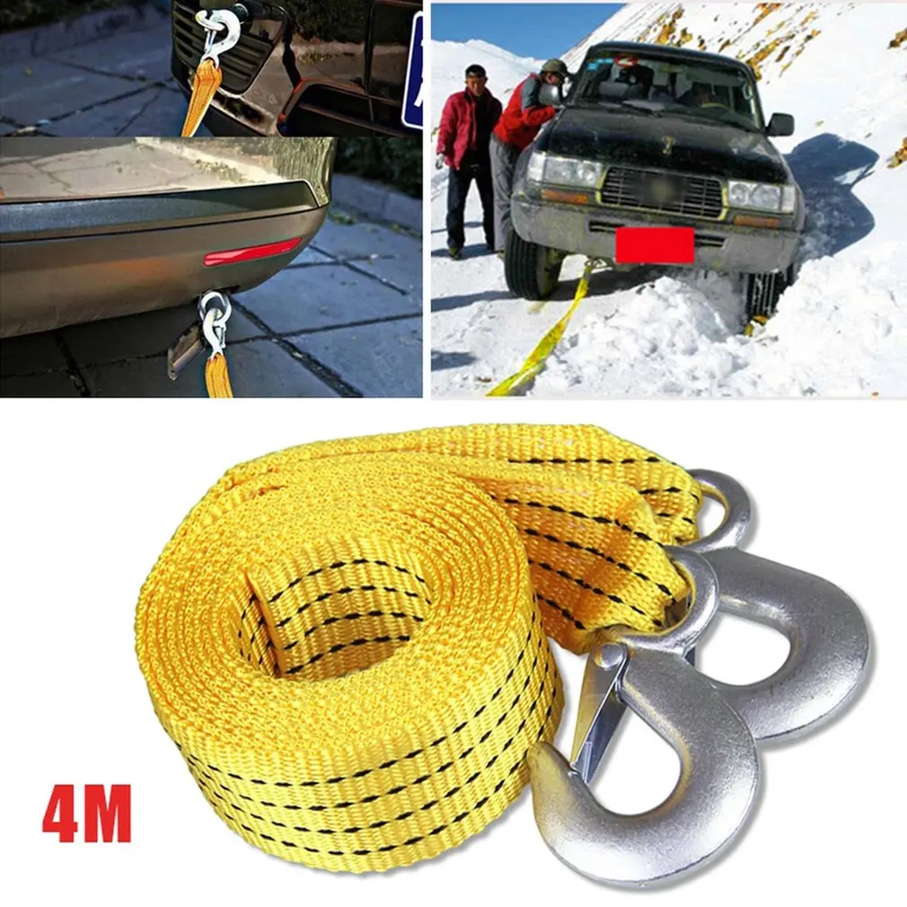 

Professional 4M Heavy Duty 5 Ton Car Tow Rope Towing Pull Rope Strap Hooks