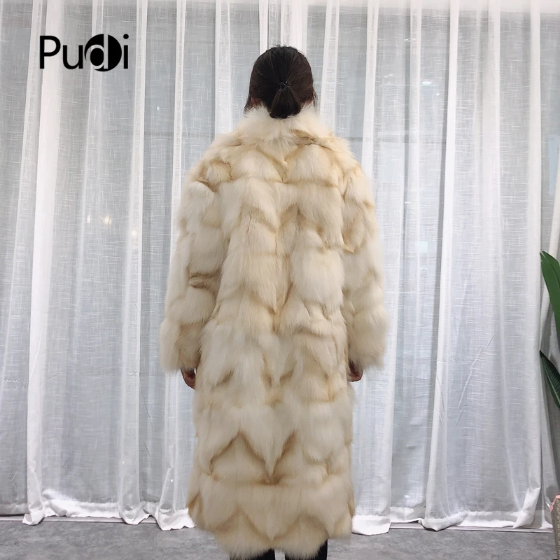 Pudi TX223906 Женская Классическая теплая зимняя натуральным лисьим мехом куртка, пальто Модные женские натуральная меховая шуба, верхняя одежда
