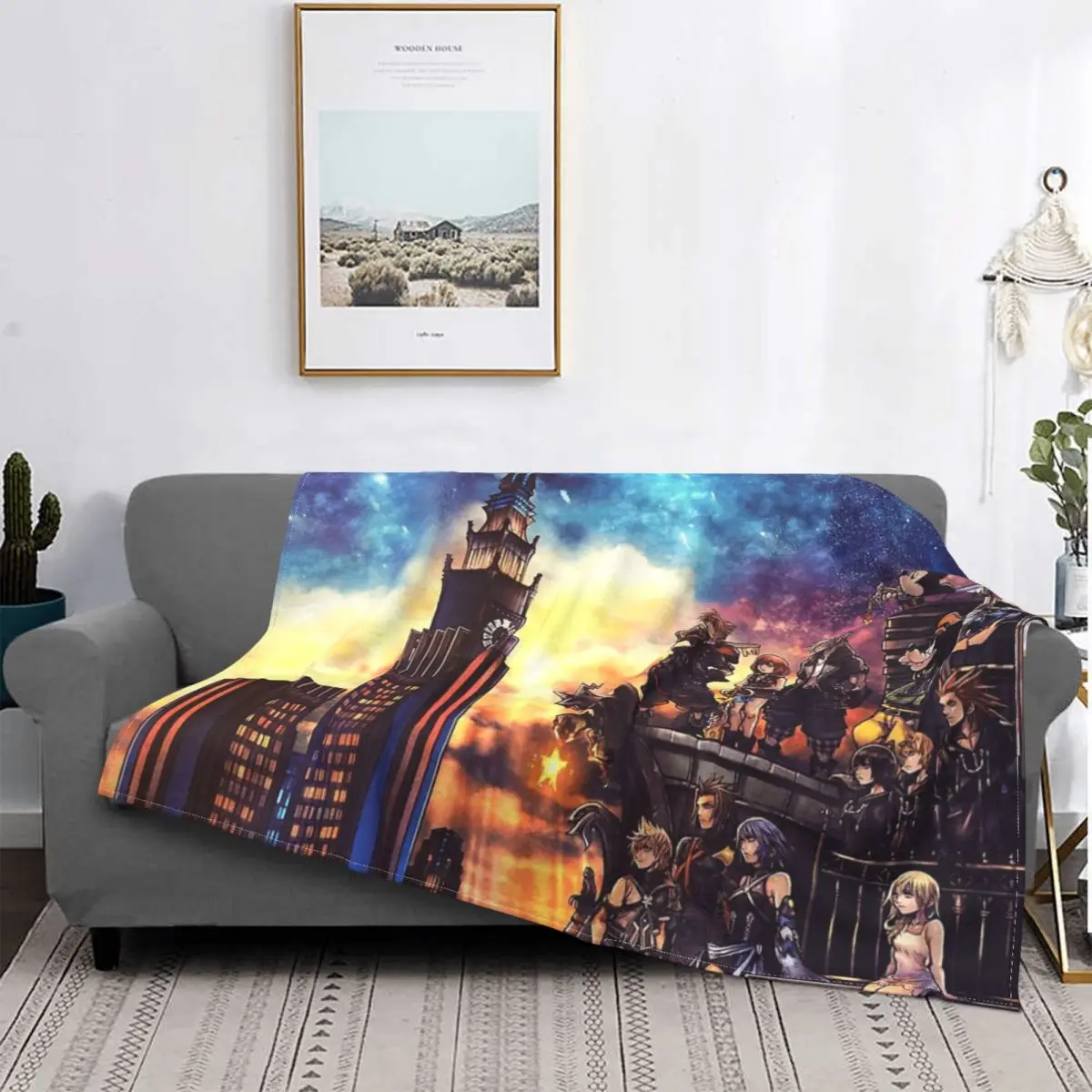 

Kingdom Hearts Town-colcha a cuadros para cama, Edredon para Baby, manta de verano, colcha de verano