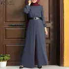 Женский кафтан Комбинезоны на весну 2022 ZANZEA мусульманские однотонные Комбинезоны повседневные Комбинезоны женские Комбинезоны с пышными рукавами брюки большого размера