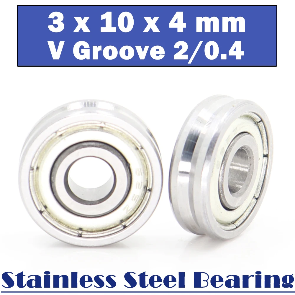 

623ZZ Outer Ring With V groove Stainless Bearings 3*10*4 mm 2PCS Miniature Fishing Rod Reel Pulley V Groove Wheel Bearings