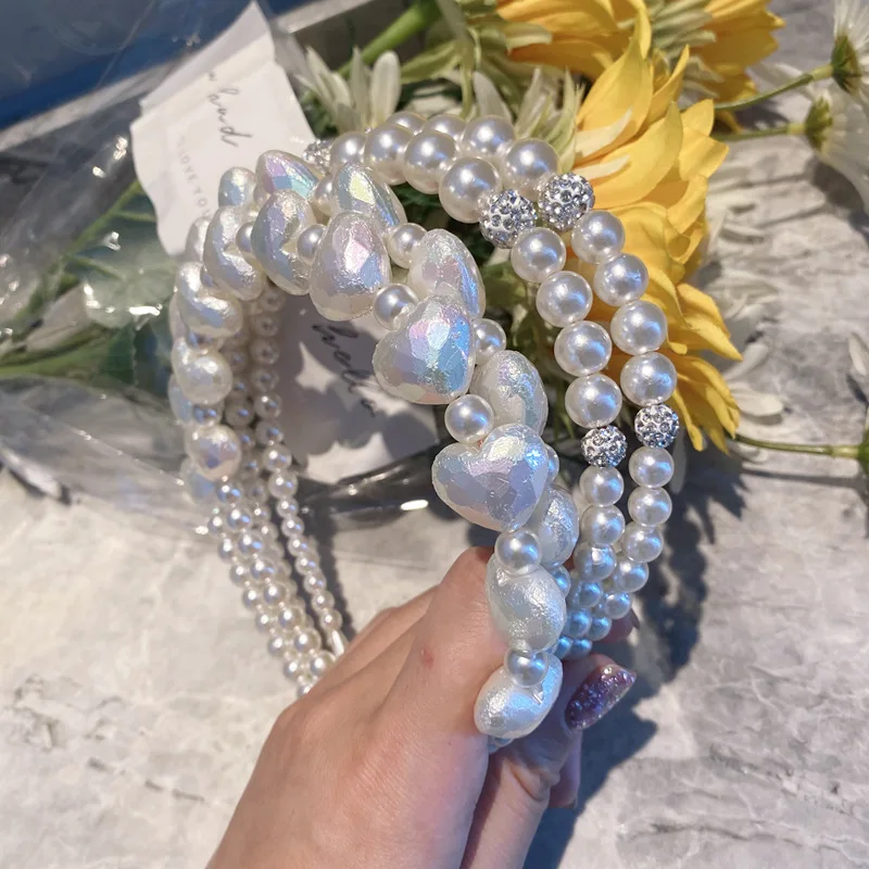 Женские резинки для волос с цветком и жемчугом разноцветные повязки кристаллами