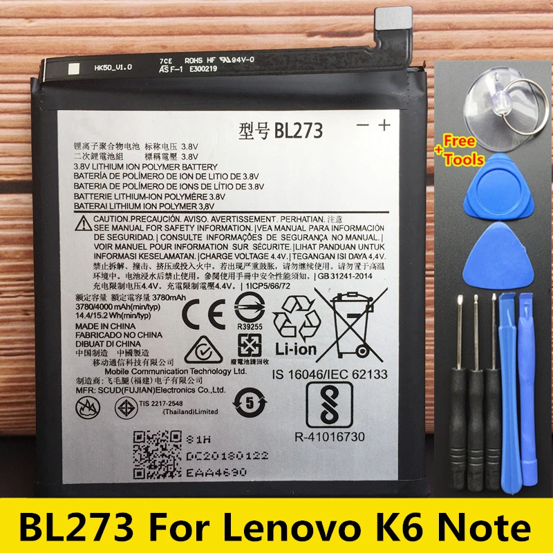 Новый оригинальный аккумулятор BL273 4000 мАч для Lenovo K6 Note BL270 Аккумуляторы Vibe Plus G G5