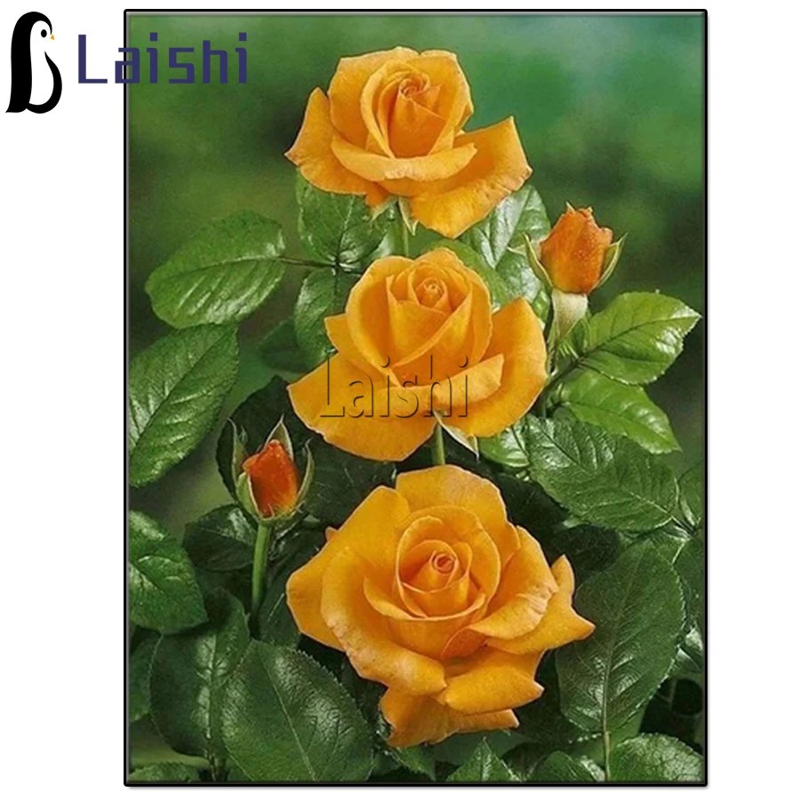 

Diamond Painting Blooming Yellow Rose Blossom Kits Full Square Round Diamond Embroidery Mosaic Flower 5D DIY Home Decoration