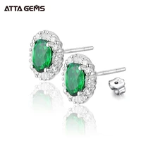 attagems 100 925 sterling silver emerald moissanite diamonds gemstone engagement stud earrings for women girls fine jewelry