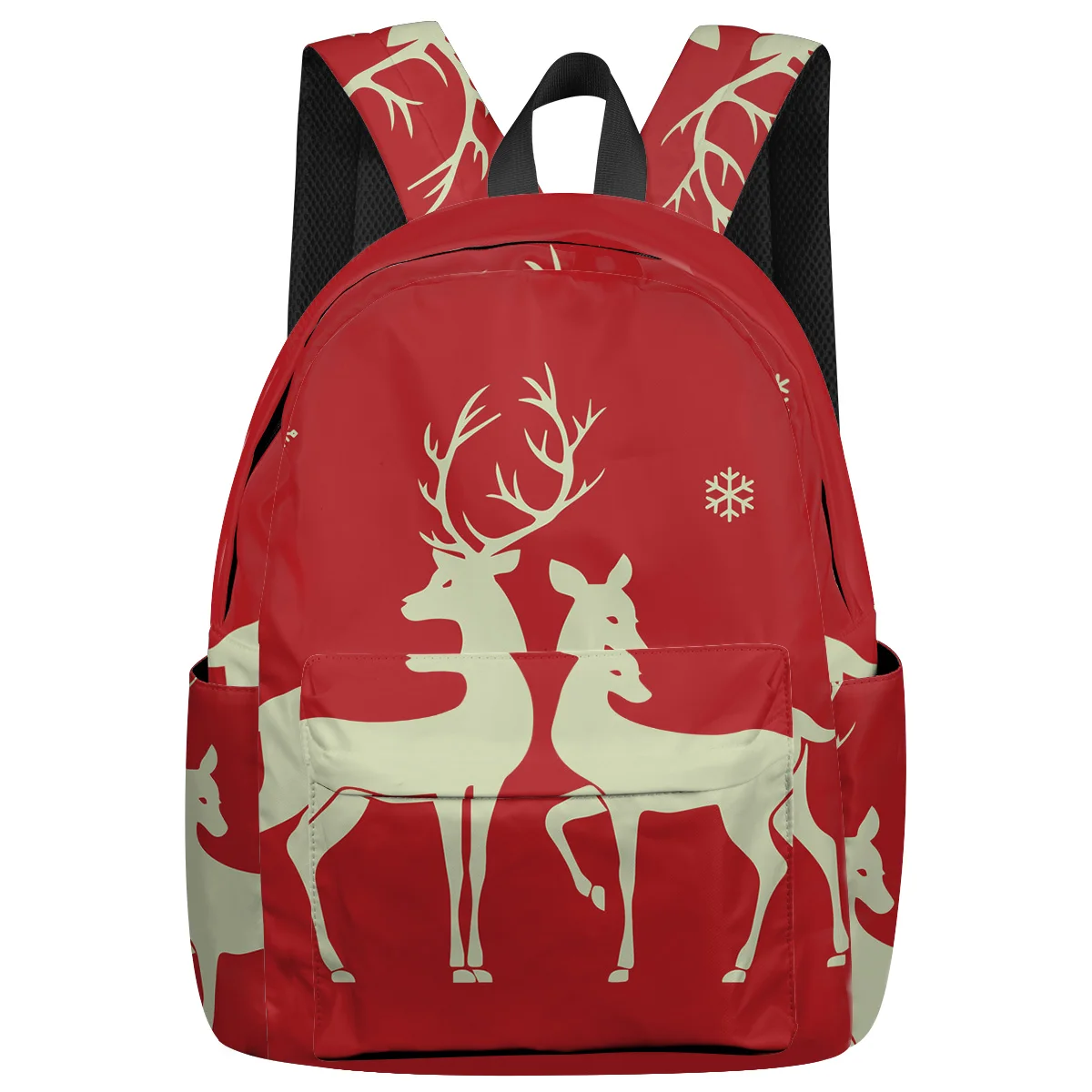 Рюкзак с изображением оленя и снега на красном фоне держатель для ключей