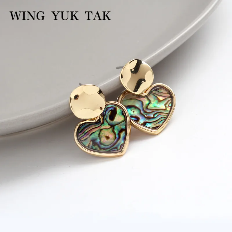 Wing yuk tak новинка 2020 изысканные серьги в виде сердца раковины для женщин корейская