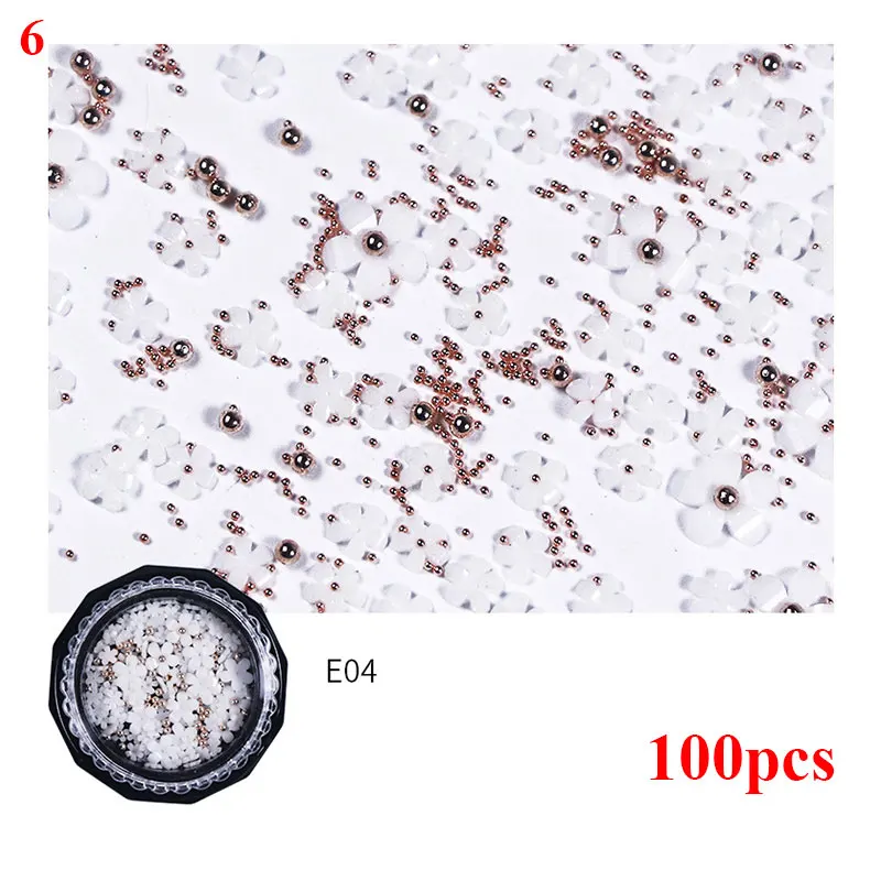 

Nail Stickers Decoration Mixed Size Manicure Stickers Flower Nail Art Mixed Steel Balls 3D 100/500PCs Nail Polish Decals Tips