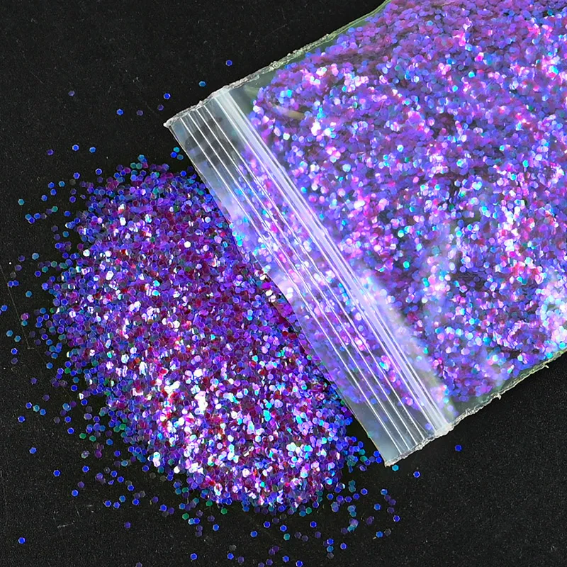 50g/bag 0.2/0.4/1mm Highlights Holographic Laser Art & Craft Sequin Pigment Powder Dust For Crafting Face Body Eye Hair Festival