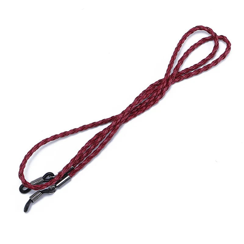 Шнурок для очков однотонный из ПУ кожи Плетеный ремешок на шею регулируемая