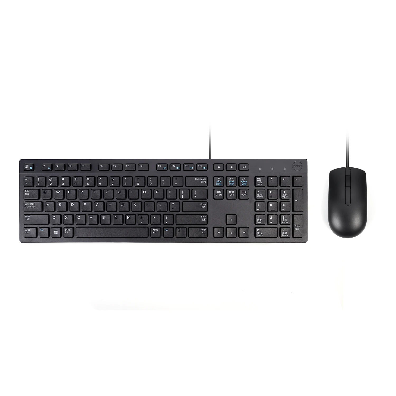 Проводная оптическая USB мышь и клавиатура Dell KB216 + MS116 с подключением к английскому
