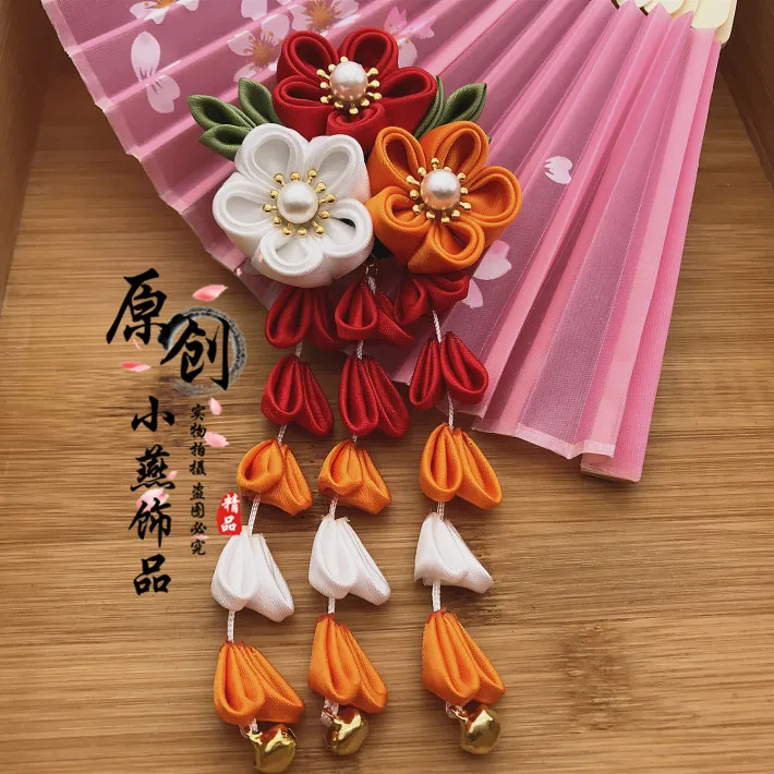 Horquilla estilo Kimono japonés tradicional Sakura, accesorios para el cabello Yukata, clip de borde hecho a mano, tocado de disfraz antiguo