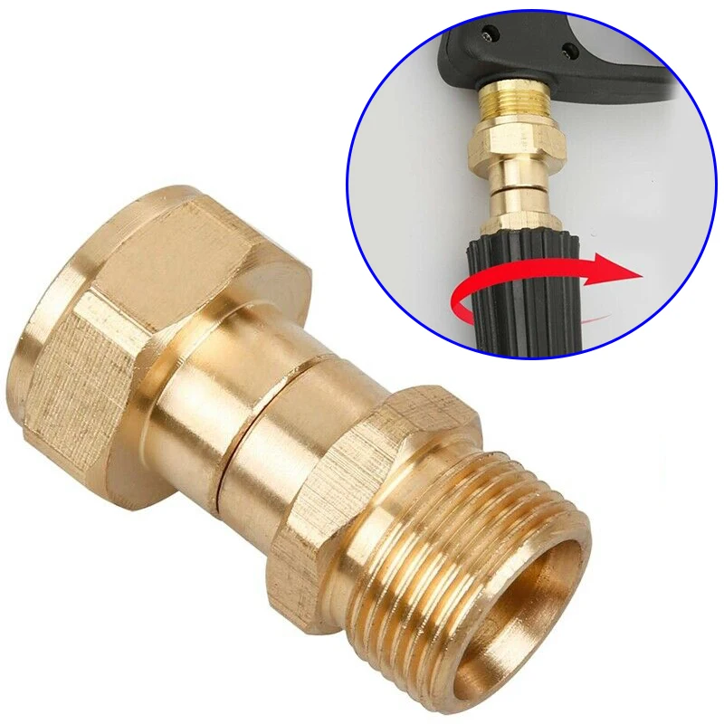 M22 14mm Thread Pressure Washer Swivel Joint Kink Free Standard Connector Hose Fitting Metric M22 14mm Male + M22 Female Swivel