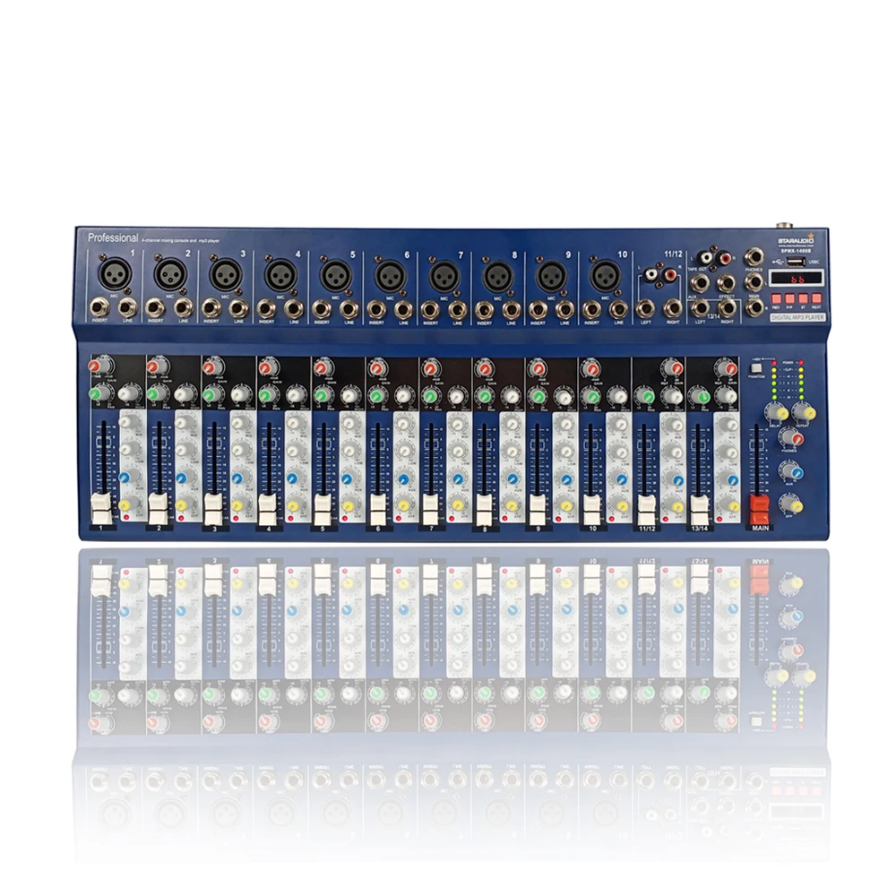

STARAUDIO Professional 14CH Audio Mixer MP3 Bluetooth USB Mixing Console Stage KTV Clubs DJ Bar Karaoke Party Mixer SPMX-1400B